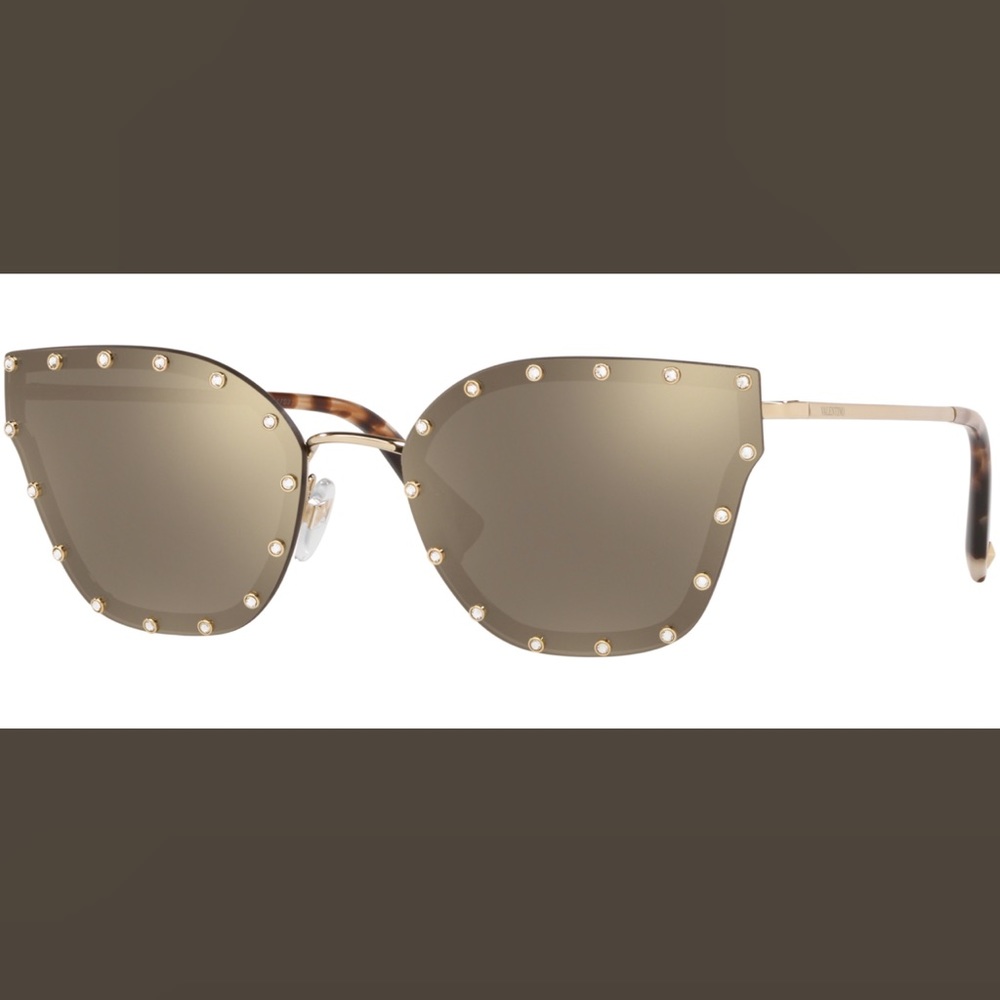 Valentino Rock Stud Light Gold/Brown Sunglasses